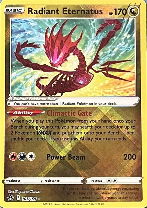 POKEMON TCG VELMI VZÁCNÝ RADIANT ETERNATUS 105 159 CROWN ZENITH 2023