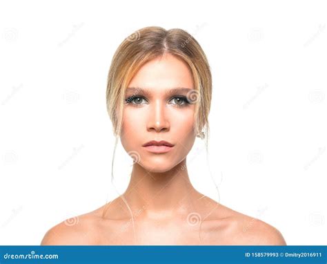 Close Up Portrait Blonde Woman Portrait Skin Care And Plastic Surgery