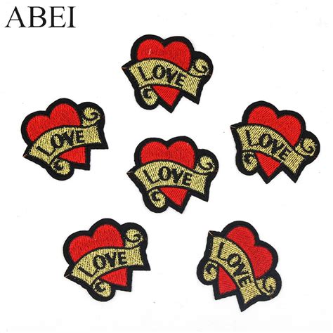 10pcs Lot Iron On Love Heart Embroidery Patches Clothes Backpack