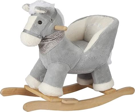 Rock My Baby Baby Rocking Horse Gray With Chair Plush