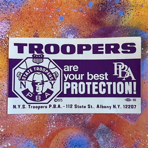 1975 New York State Trooper Pba Sticker Rad Shirts Custom Printing