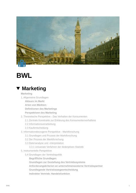 Marketing Zusammenfassung Bwl Marketing Marketing Allgemeine