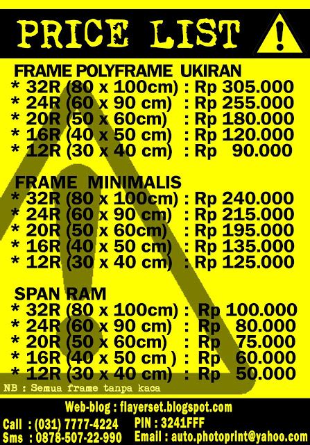 Daftar Harga Frame Dan Spanram Terbaru Cetak Foto Kanvas