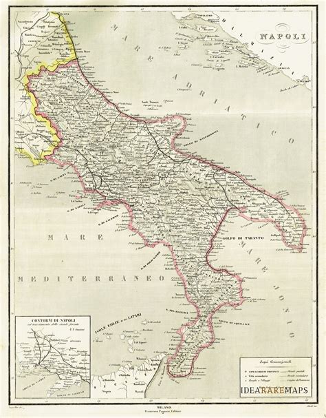 Antique Map Of The Kingdom Of Naples F Naymiller Idea Rare Maps