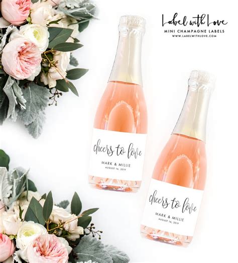 Wedding Favor Mini Champagne Label Mini Wine Bottle Labels Etsy