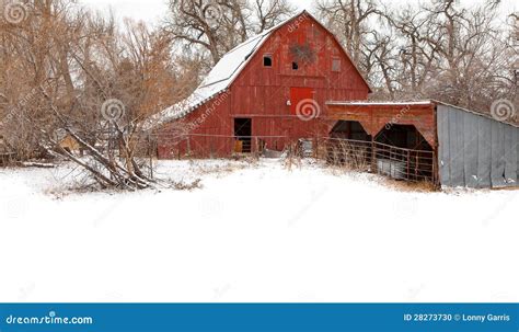 Red Barn in Winter stock photo. Image of card, vintage - 28273730