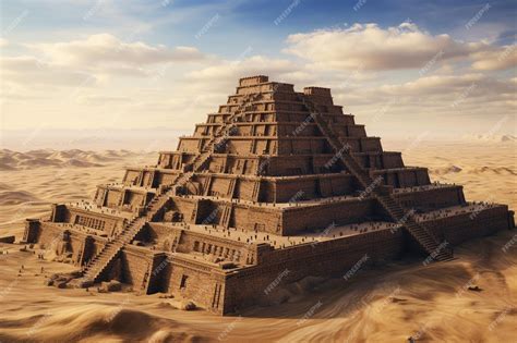 Premium AI Image | An ancient Sumerian ziggurat rising majestically i ...