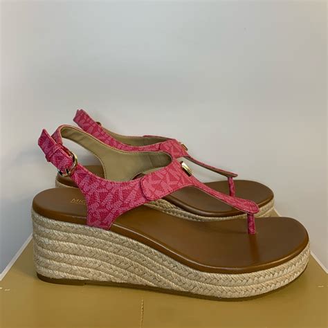 Michael Kors Laney Logo Thong Espadrille Wedge Sandals Gem