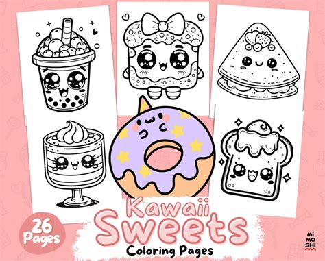 26 Kawaii Sweets Coloring Pages For Adults And Kids Printable