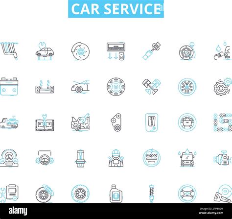 Car Service Linear Icons Set Maintenance Repairs Tune Ups