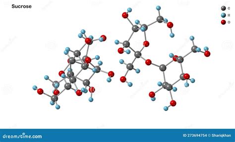 Sucrose Molecular Structure or Atomic Arrangement of Carbon Hydrogen and Oxygen Atoms in Sucrose ...