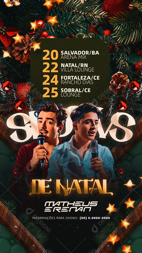 Story Flyer Shows De Natal Matheus e Renan Social Media PSD Editável