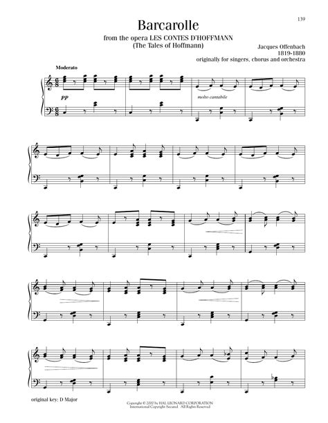 Barcarolle By Jacques Offenbach Sheet Music For Piano Solo At Sheet