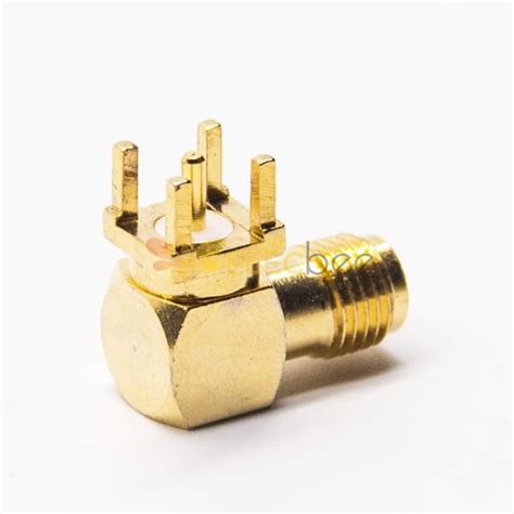 SMA Female 90 Degree RF Connector Gold Plating Through Hole