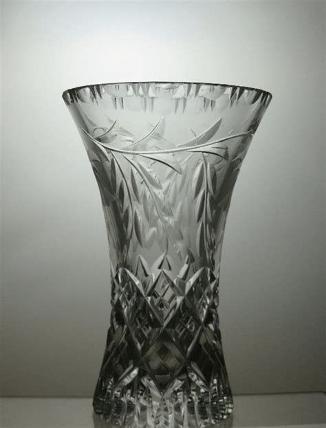 Large Brierley Hill Lead Crystal Cut Glass Vase 7 18 Etsy