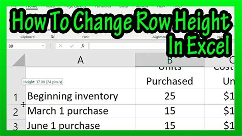 How To Change Increase Or Decrease The Row Height For Cells In An