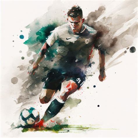 Free Watercolor Drawing Football Player