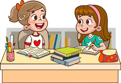 Cute Little Kids Studying Together Cartoon Vector Illustration 21611456