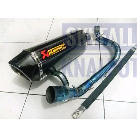 Jual Promo Terlaris Knalpot Racing Akrapovic Evo Layang Pipa Biru Adv