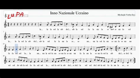 Inno Nazionale Ucraino Flauto Dolce Note Spartito Instrumental