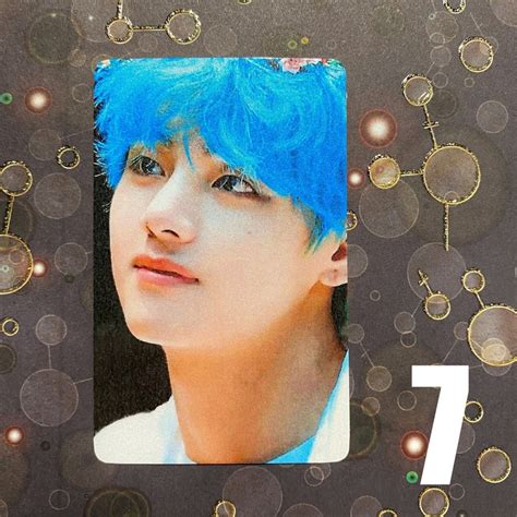 Bts V Kim Taehyung Blue Hair Metallic Shimmer Photocards Set Etsy