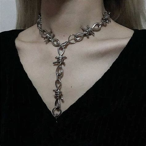 Barbed Wire Choker Necklace Grunge Vintage Punk Emo Accessory Goth In