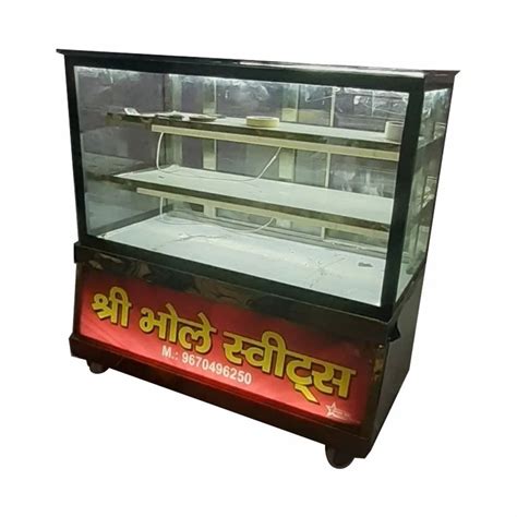 Stainless Steel Air Cooled Rectangular Sweet Display Counter At