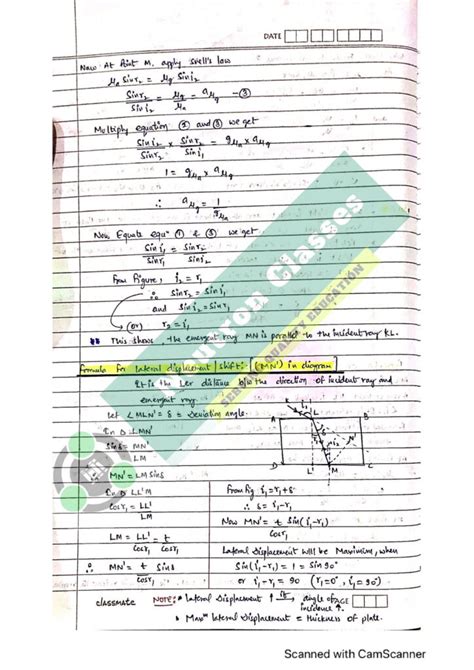 Handwritten Notes Class Physics Ray Optics Mavi Sir