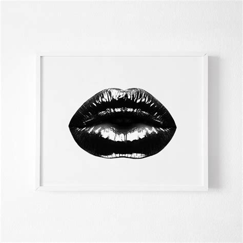 Black and White Lips print Lips Print Lips Decor Lips wall | Etsy