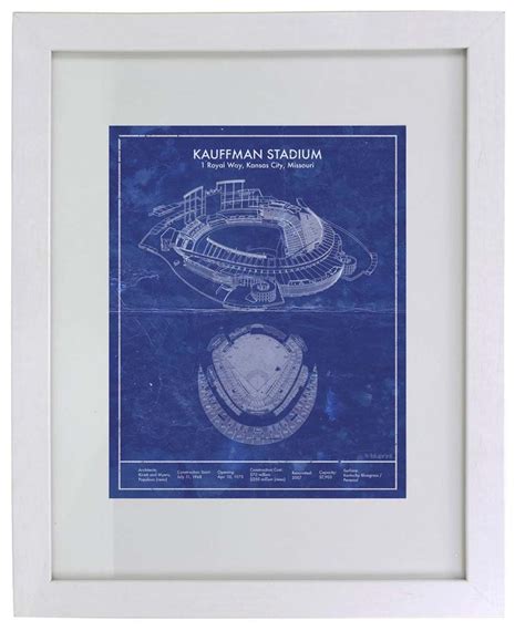 Kansas City Kauffman Stadium Vintage Blueprint Art Sizes 5x7 Etsy