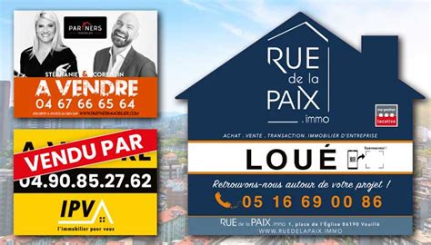 Panneau immobilier original akilux découpe à la forme ou double en V