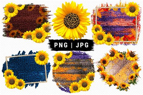 Sunflower Wood Sublimation Designs Leopard Print PNG By Decobrush