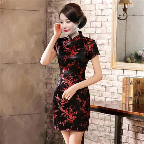 Mini Cheongsam Nova Chegada Do Vintage Estilo Chin S Das Mulheres Cetim