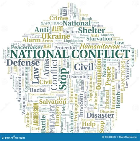 National Conflict Word Cloud Vector Made With The Text Only Stock