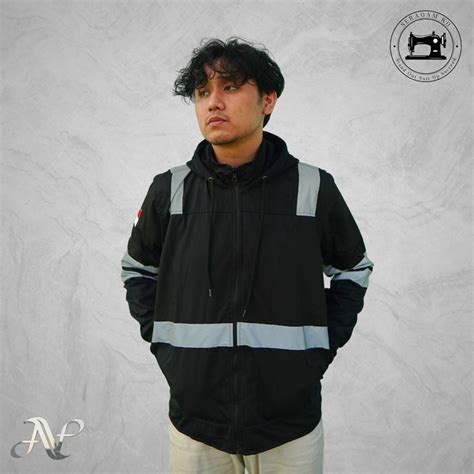 Jual Wearpack Safety Semi Jaket Hitam Kombinasi Navy Custom Bordir Bisa