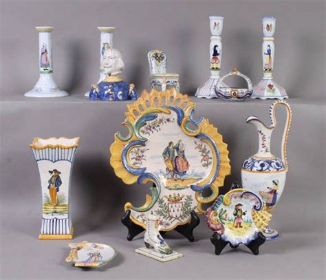 Instant Quimper collection consisting of a 9" vase, one 13" ewer, two ...