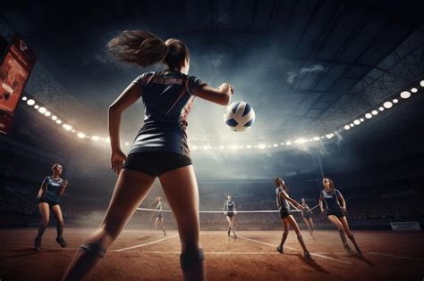 Premium AI Image | Young female volleyball player at the stadium Female ...