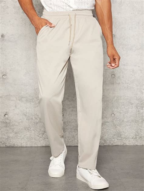 Manfinity Basics Pantalones Largos Y Rectos Para Hombre Con Cintura Con