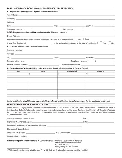 Form Tob Tpm Cert Download Printable Pdf Or Fill Online Tobacco