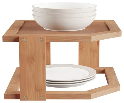 2 Tier Bamboo Corner Shelf Asian Kitchen Storage And Organization