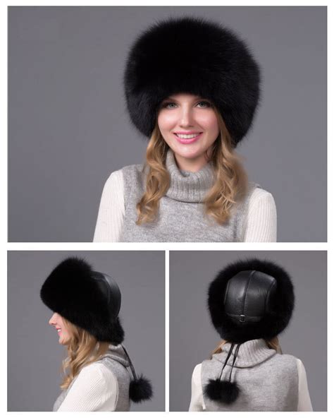 Chapeau En Fourrure Renard Moelleux Pour Femme Chapeau Russe Hiver Plus