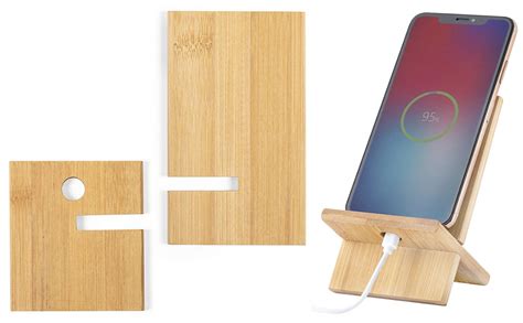 Amazon FadyDail Bamboo Cell Phone Stand With Charging Hole