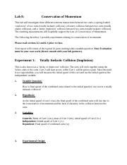 Phy L Lab Conservation Of Momentum Docx Lab Conservation Of