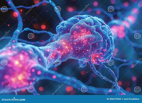 Illustration Of The Human Brain And Neuronal Cells Stock Image Image