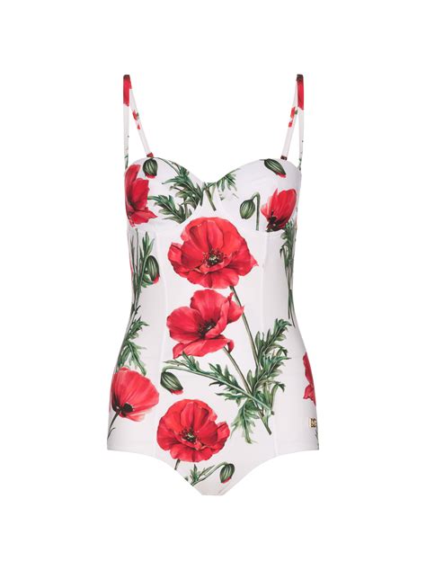 Dolceandgabbana женское One Piece Swimsuit With A Poppy Print купить за