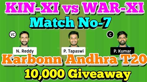 Kin Xi Vs War Xi Player Stats And Records Th T Andhra T League