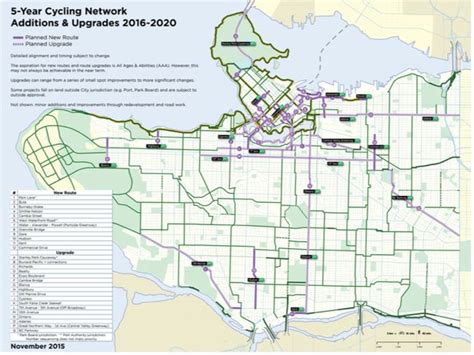 City Of Vancouver 5 Year Map For New Bike Lanes And Upgrades