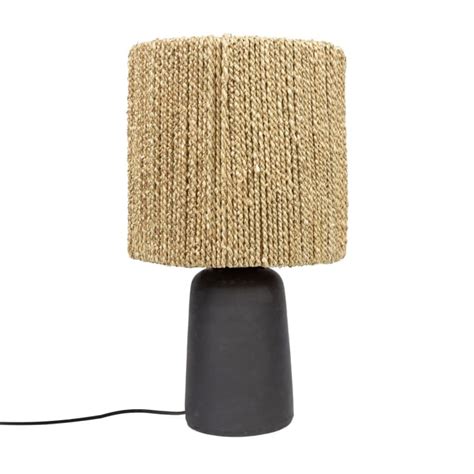 Tischlampe Aus Gras Und Terrakotta Schwarz Natur Chalki Maisons Du Monde