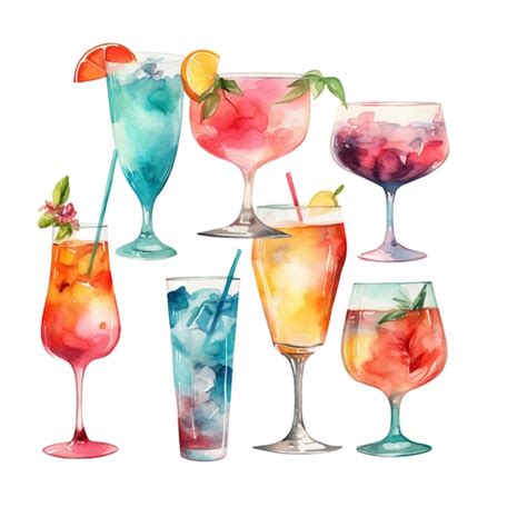 Premium Ai Image Cocktail Clipart Cocktail Set 55