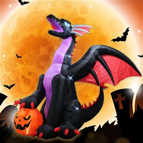 Trmesia 8ft Halloween Inflatable Huge Dragon Decoration Outdoorhalloween Blow Up Dragon For